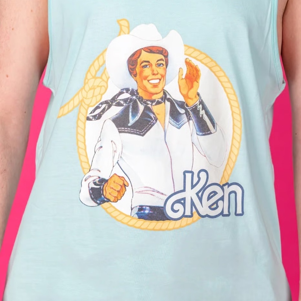 NWT✨ Cakeworthy x Barbie Pastel Blue Western Ken Tank Top Cowboy Unisex - Picture 8 of 11